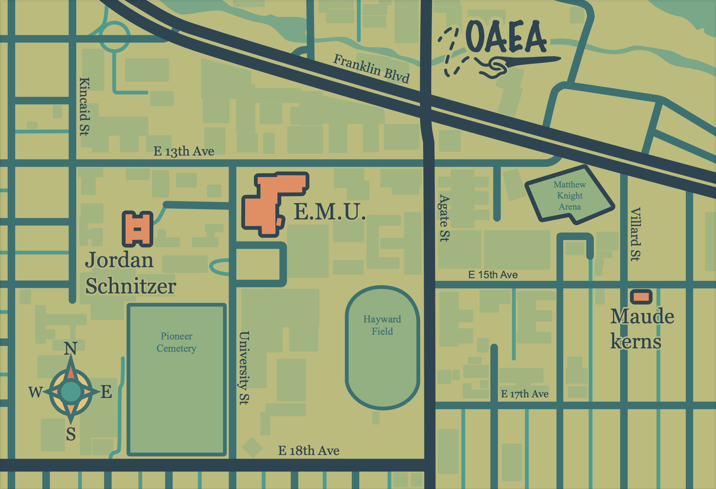 a map of the University of Oregon